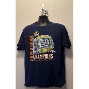 Denver Broncos Super Bowl 50 Champions Championship Ring T Shirt Majestic‎ L